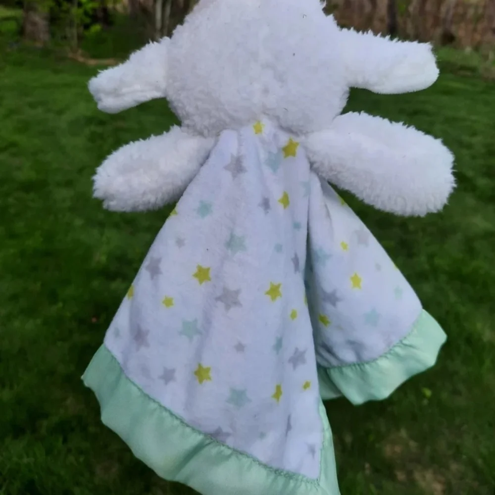 Carters White Lamb Lovey Plush Security Blanket 12.5
